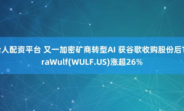 给人配资平台 又一加密矿商转型AI 获谷歌收购股份后TeraWulf(WULF.US)涨超26%